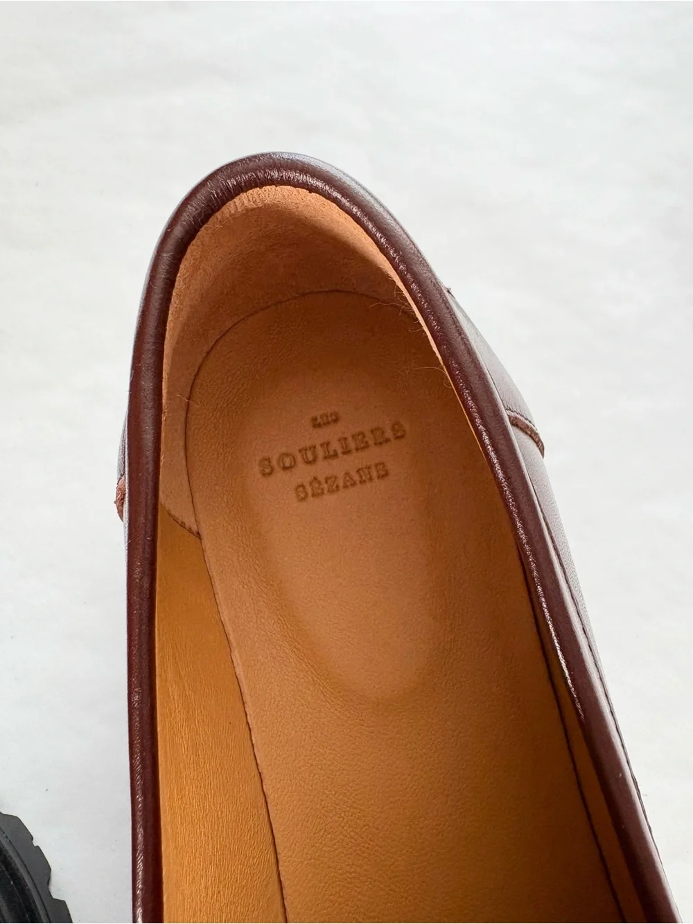 Women's Sézane Amy Leather Loafer in Glossy Chocolate NEW